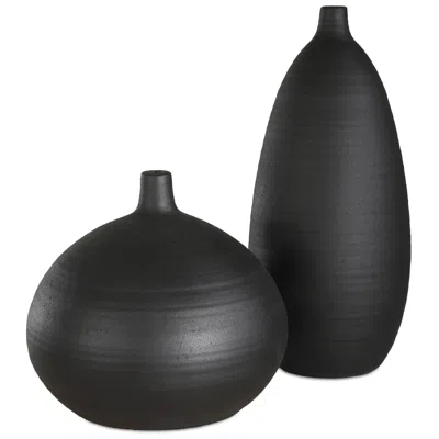 Uttermost Bower Matte Black 2-piece Porcelain Vases