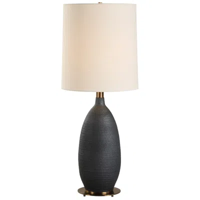 Uttermost Bower Matte Black Textured Ceramic Table Lamp