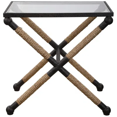 Uttermost Braddock 22" Wide Iron With Glass Top Accent Table