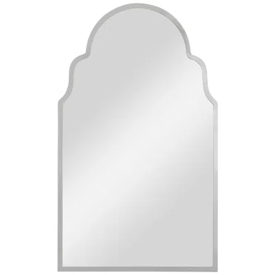 Uttermost Brayden Polished Nickel 25 1/2" X 42 1/2" Arched Wall Mirror In Silver
