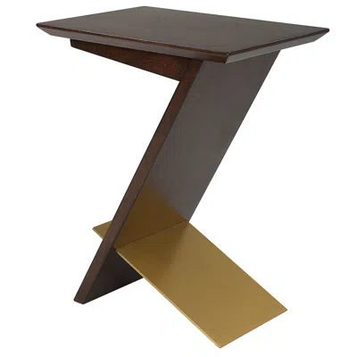 Uttermost Breakthrough 17 1/4" Wide Brown Wood And Brass Accent Table