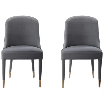 Uttermost Brie 21 1/2" Wide Light Gray Velvet Dining Chairs Set Of 2