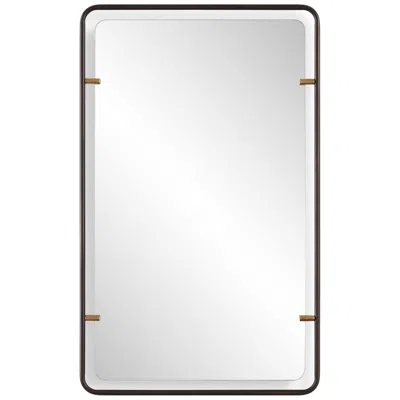 Uttermost Bronze With Gold Leaf 22" X 36" Wall Mirror