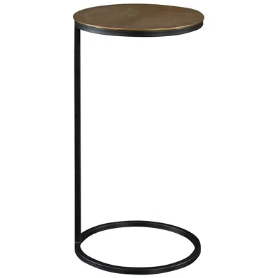 Uttermost Brunei 12 1/2"w Aged Black Antique Gold Round Accent Table