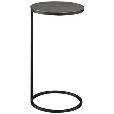 Uttermost Brunei 12 1/2"w Aged Black Antique Nickel Round Accent Table