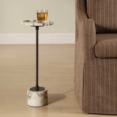 Uttermost Brunson White Marble Drink Table
