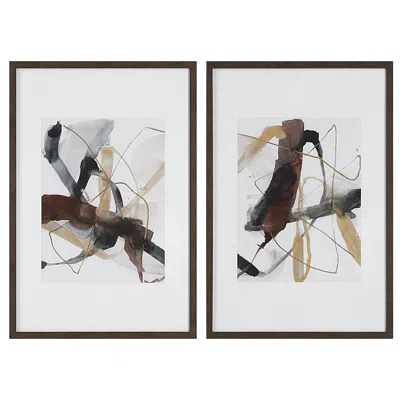 Uttermost Burgundy Interjection 39 1/2"h 2-piece Framed Wall Art Set