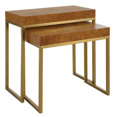 Uttermost Burl-esque Brushed Brass Nesting Tables Set Of 2