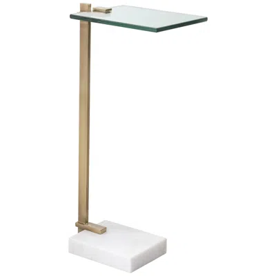 Uttermost Butler 8" Wide Brushed Brass And Glass Accent Table In Multi