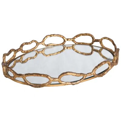 Uttermost Cable Chain Gold Leaf Mirrored Decorative Tray