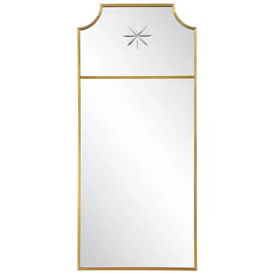 Uttermost Caddington Brushed Brass 18" X 40" Curved Corner Wall Mirror