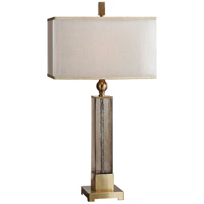 Uttermost Caecelia Column 33" High Gold And Amber Glass Table Lamp