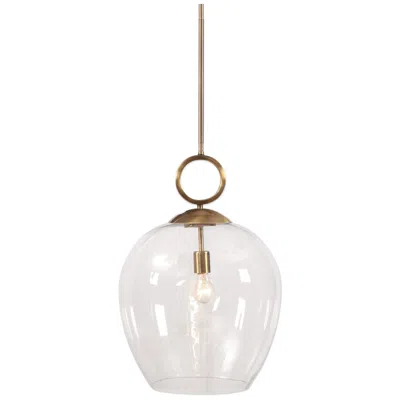 Uttermost Calix 15 3/4" Wide Aged Brass Clear Glass Pendant