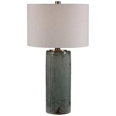 Uttermost Callais 32 1/2" Aqua Blue Column Ceramic Table Lamp