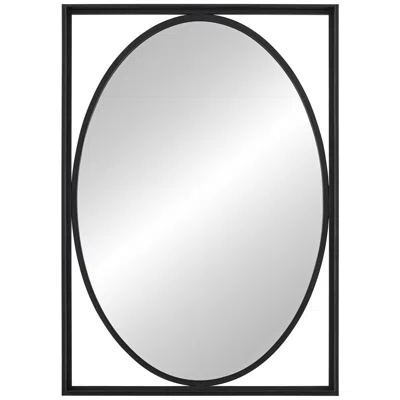 Uttermost Cameo Satin Black 23 3/4" X 33 3/4" Oval Wall Mirror