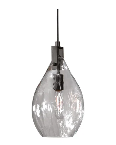 Uttermost Campester 1 Light Watered Glass Mini Pendant In Black