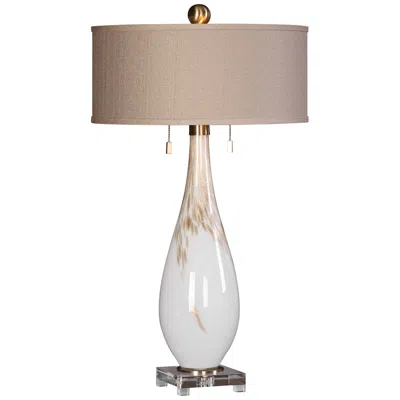 Uttermost Cardoni 32" Gloss White Hand-blown Glass Table Lamp