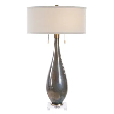 Uttermost Cardoni 32" High White With Smoked Bronze Glass Table Lamp