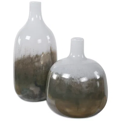 Uttermost Cardoni Smoke Glass Set Of 2 Vases