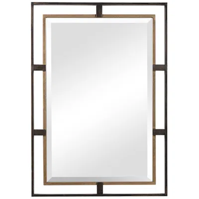 Uttermost Carrizo Distressed Bronze 22" X 32" Rectangular Wall Mirror