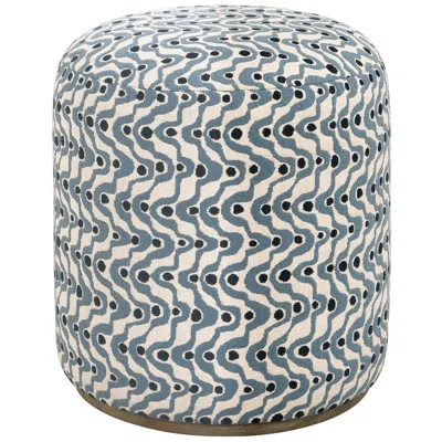 Uttermost Cas Blue And White Fabric Ottoman In Multi