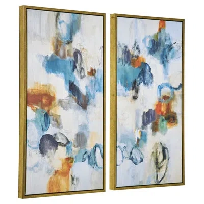 Uttermost Casual Moments Framed Canvases, S/2 In Blue;black;orange;cream
