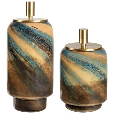 Uttermost Celestial Tide Glass Containers Set Of 2