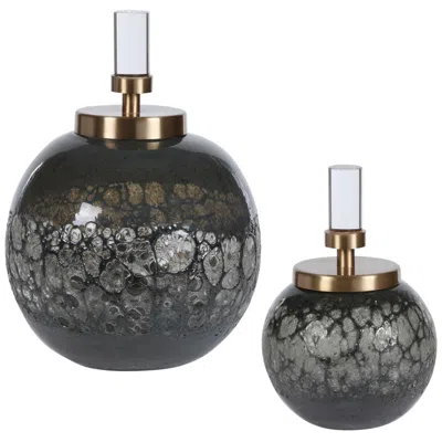Uttermost Cessair Blue And Gray Art Glass Bottles Set Of 2