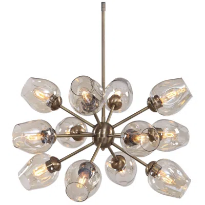 Uttermost Chet 33" Wide Antique Brass 12-light Sputnik Chandelier