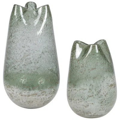 Uttermost Chianti Blue-green Glass Vases Set Of 2