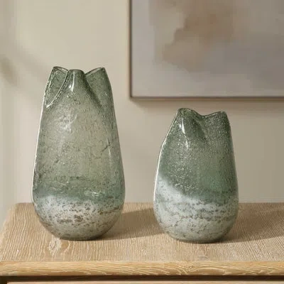 Uttermost Chianti Seeded Glass Vases In Blue;green