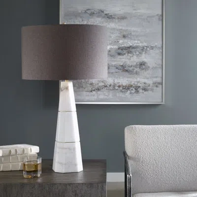 Uttermost Citadel White Marble Table Lamp In Off White