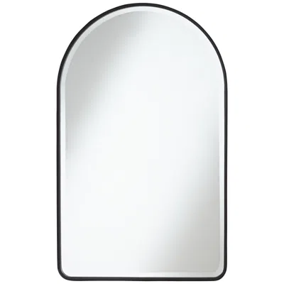 Uttermost Clara Matte Black 24" X 39" Arch Top Mirror In Gray