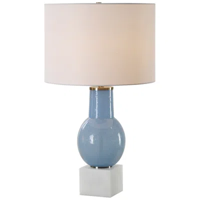 Uttermost Clear Sky 28" Modern Blue Glass Table Lamp