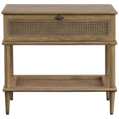 Uttermost Coast 26"w Oak Stain Rattan 1-drawer Side Table