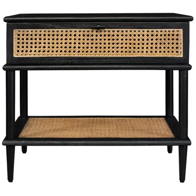 Uttermost Coast Black And Rattan Cane Side Table