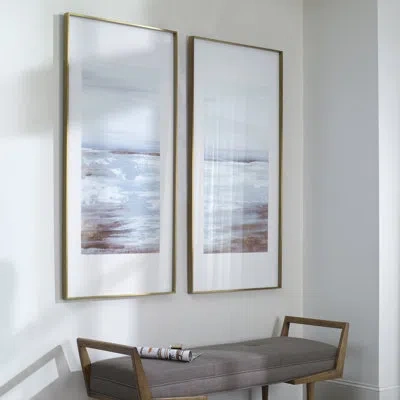 Uttermost Coastline By Eva Watts - 2 Piece Picture Frame Painting Set In Blue;brown;white;gold