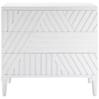 Uttermost Colby 36" Wide White Carved 3-drawer Accent Chest