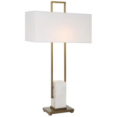 Uttermost Column Plated Brass And Marble Table Lamp