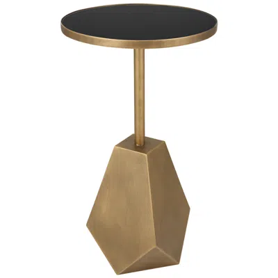 Uttermost Comet 14" Wide Antique Bronze Black Glass Accent Table