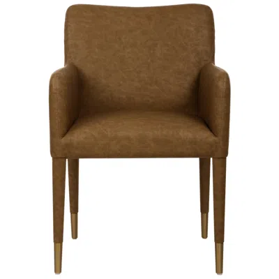 Uttermost Conifer Camel Brown Fabric Dining Armchair