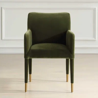 Uttermost Conifer Moss Dining Arm Chair In Stainless Steel