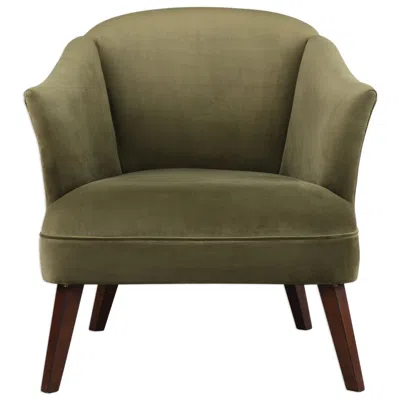 Uttermost Conroy Soft Olive Velvet Fabric Accent Chair