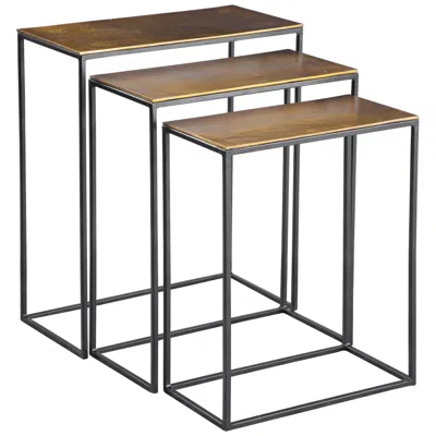 Uttermost Coreene 21" Wide Aged Black And Gold Nesting Tables Set Of 3