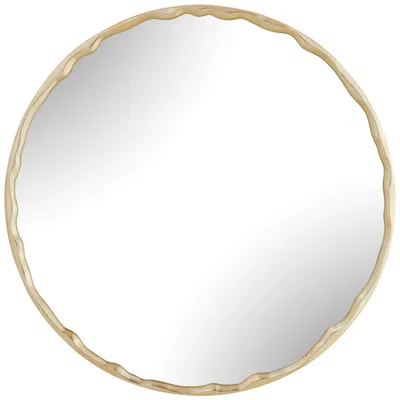 Uttermost Crinkle 40" Round Champange Wall Mirror In Gold
