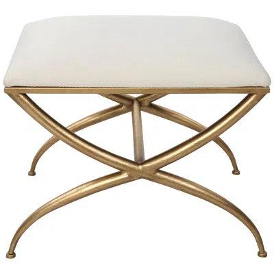 Uttermost Crossing 23 1/2" Wide White Fabric Small Bench
