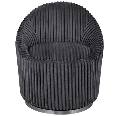 Uttermost Crue Fluted Gunmetal Chenille Swivel Chair
