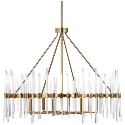 Uttermost Crystal Stick 38 3/4" Wide Warm Brass 8-light Chandelier
