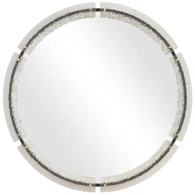 Uttermost Crystalline Black 37 3/4" Round Wall Mirror In Gray