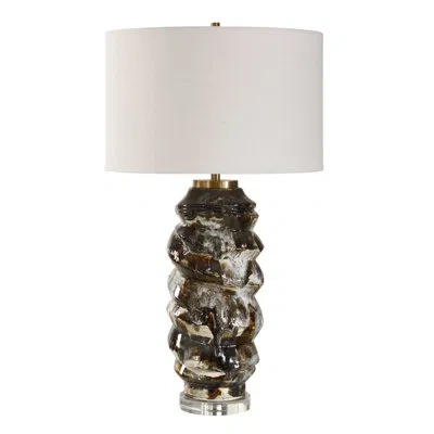 Uttermost Cuoco Mottled Brown Table Lamp In Brown;white